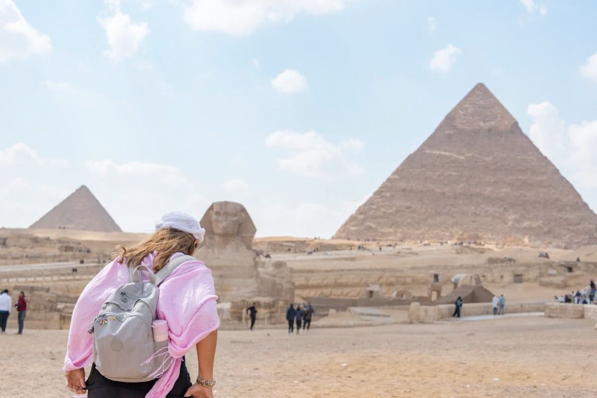 Pyramids of Giza at sunrise